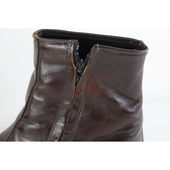 Vtg 70s Streetwear Mens 10 EW Tribal Leather Side Zip Chelsea Boots Brown USA main image 4